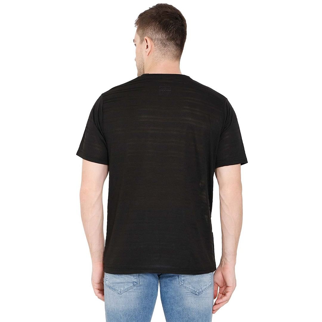 Authenzaa Men Activewear T-Shirt-ACRN004, Black