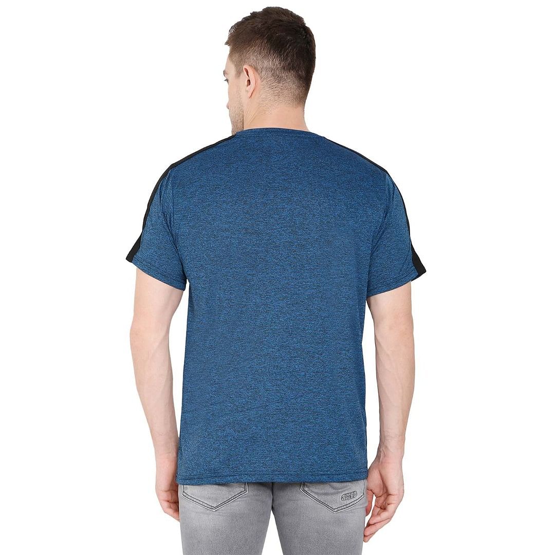 Authenzaa Men Activewear T-Shirt-ACRN007, Blue Melange 