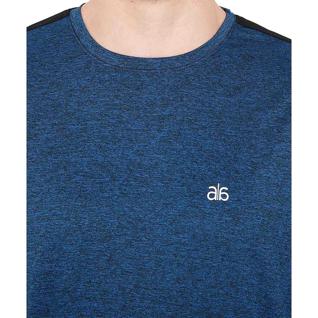 Authenzaa Men Activewear T-Shirt-ACRN007, Blue Melange 