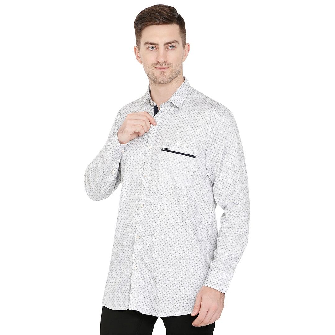 Authenzaa Men Casual Shirt ATZ-35, White