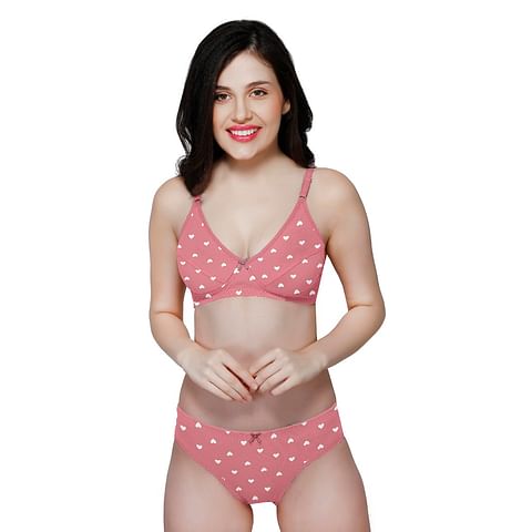 Wmn Bra-KS050-Printed, Peach Heart