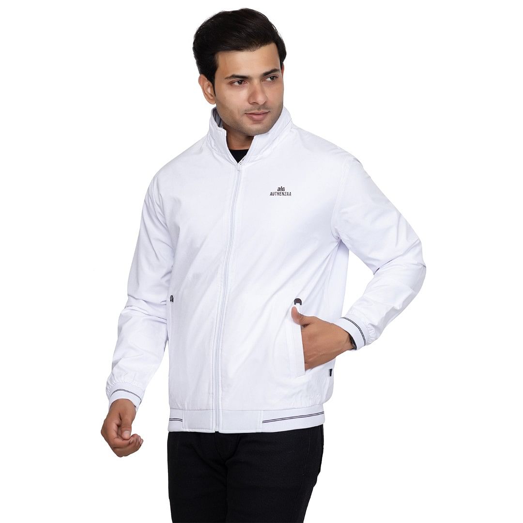 Authenzaa Men Light Weight Jacket JK005, White 