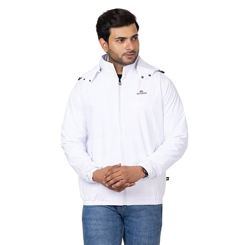 Authenzaa Men Light Weight Jacket JK011, White 