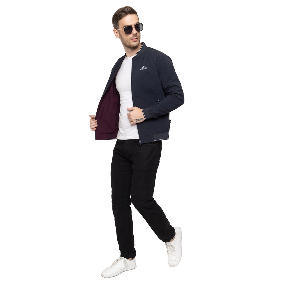 Authenzaa Men Light Weight Jacket JK013, Navy