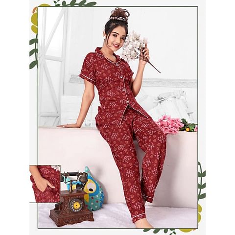 WMN NIGHTY 2PCSSET CS-WN0003, MAROON
