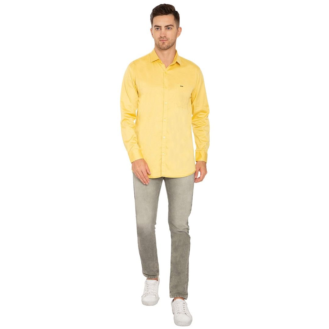 Authenzaa Men Casual Shirt ATZ-21, Yellow