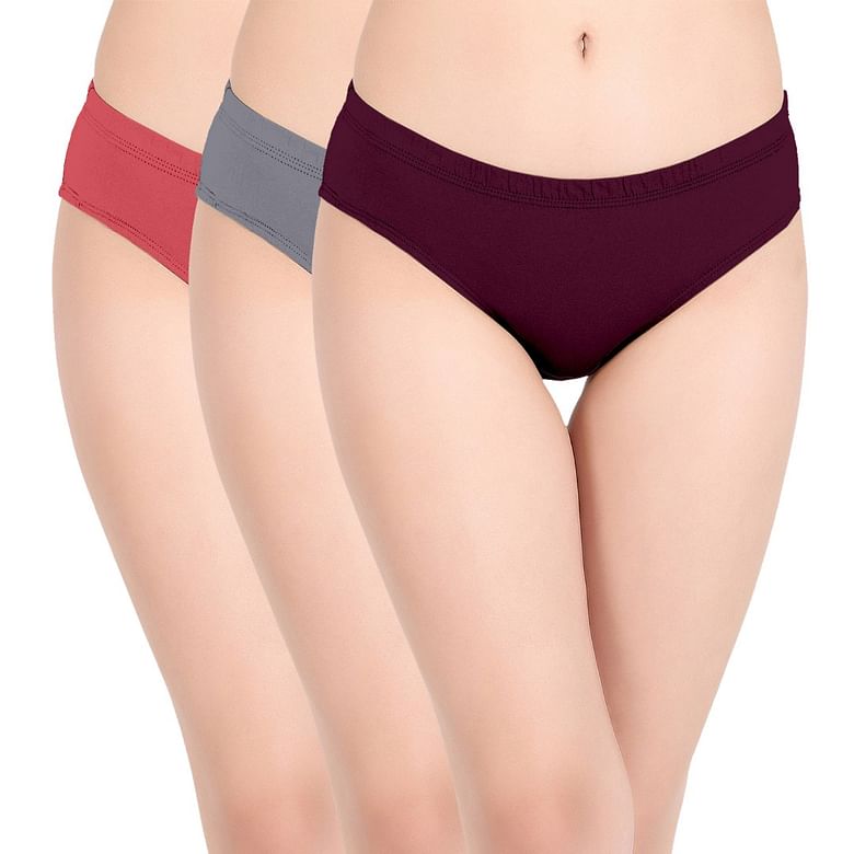 Bodycare Pack Of 3 Solid Hipster Panty In Assorted Color-s-35, S-35-3pcs