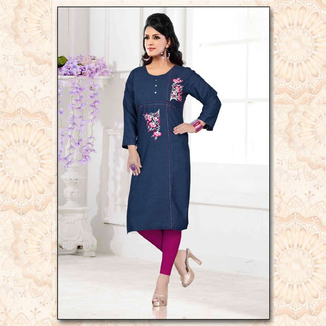 WOMEN FASHION KURTI-KRT049, NAVY