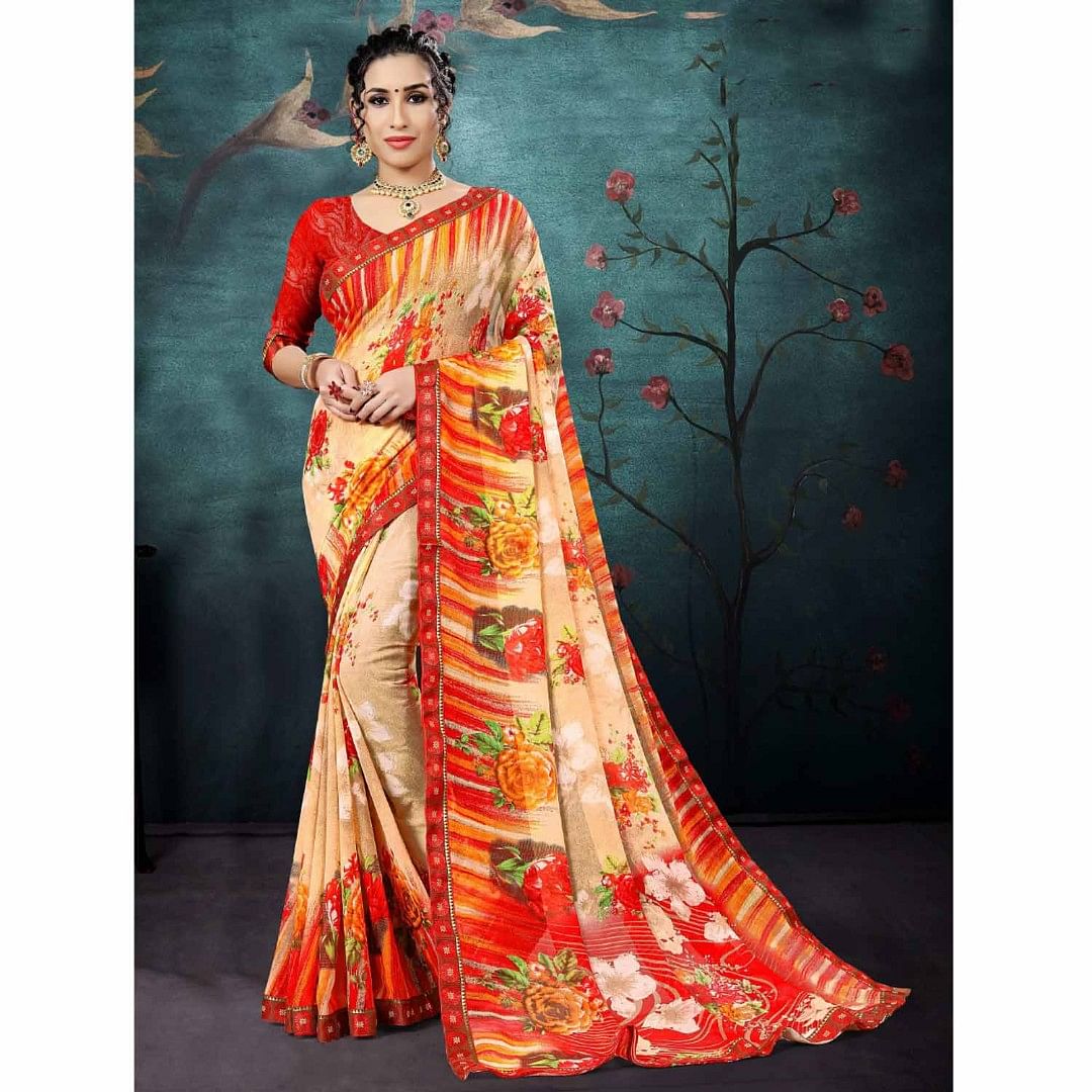 ANCHAL SAREE-FR-ETH-0009, RED