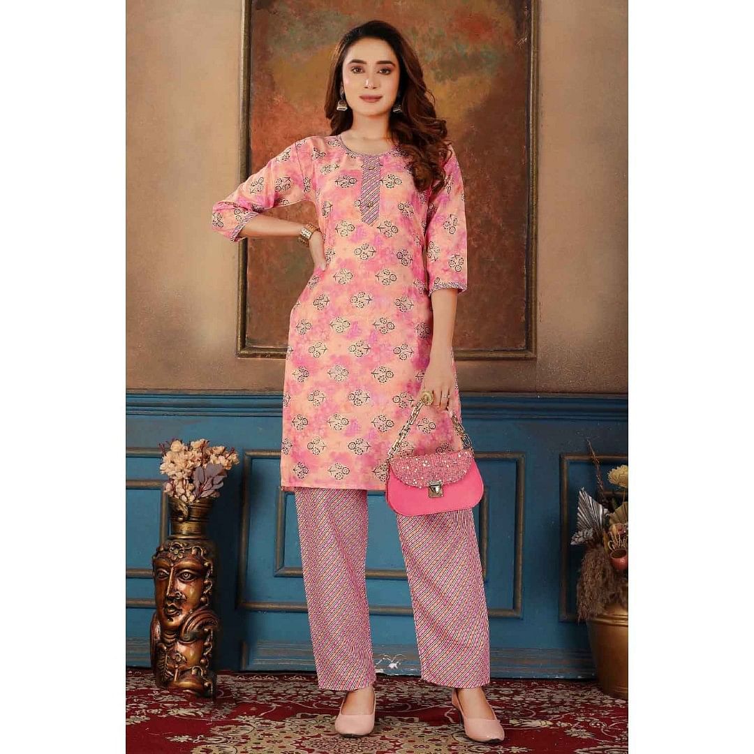 WM FASHION KURTI SET-KST019, PINK
