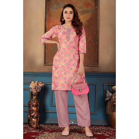 WM FASHION KURTI SET-KST019, PINK