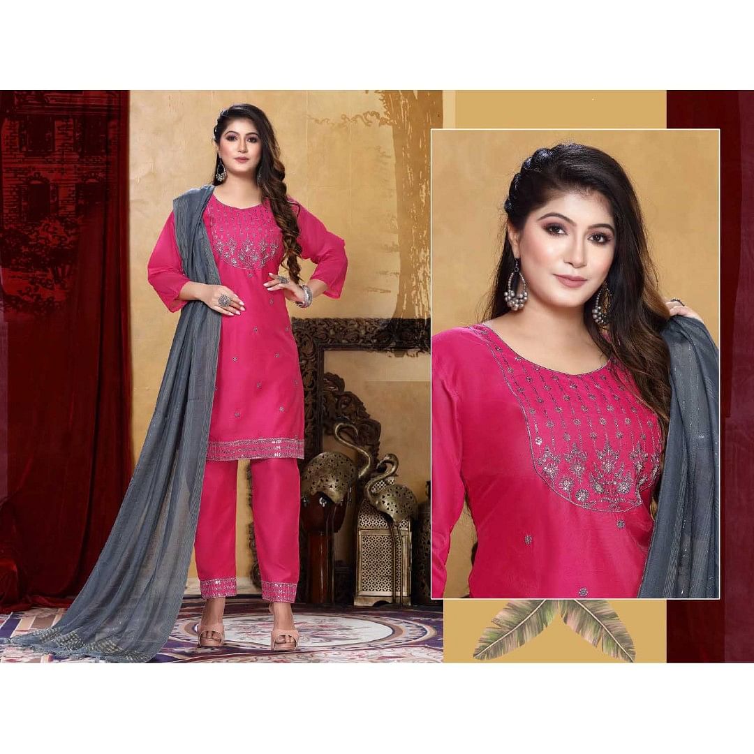 WOMEN FASHION KURTI SET-KST021, PINK
