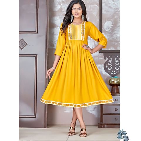 WM FASHION KURTI-KRT066, YELLOW