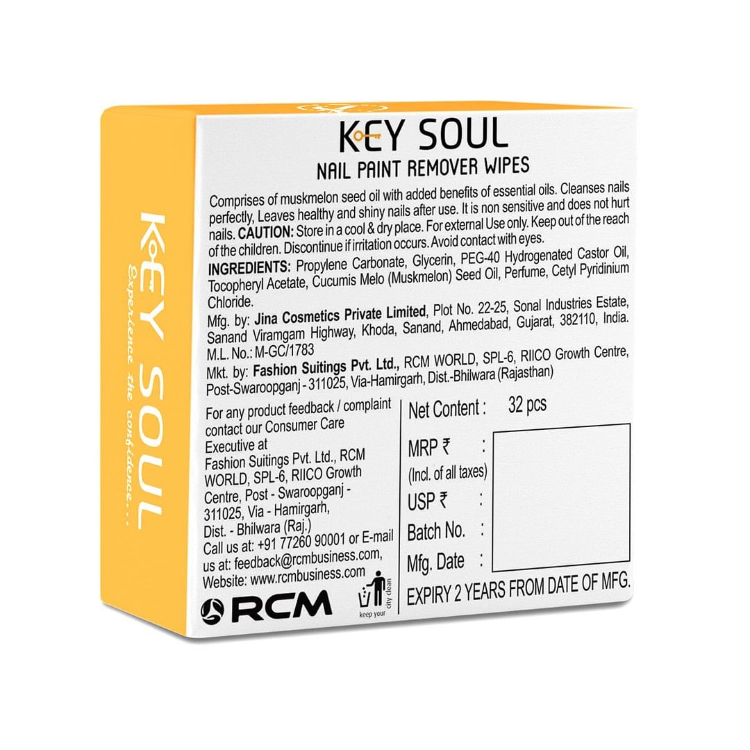 Key Soul Nail Paint Remover Wipes (32 wipes) - Musk Melon