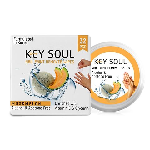 Key Soul Nail Paint Remover Wipes, Musk Melon (32 wipes)