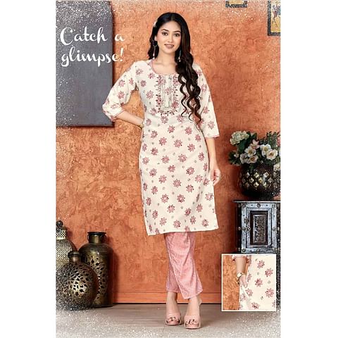 WM FASHION KURTI SET-KST024, CREAM