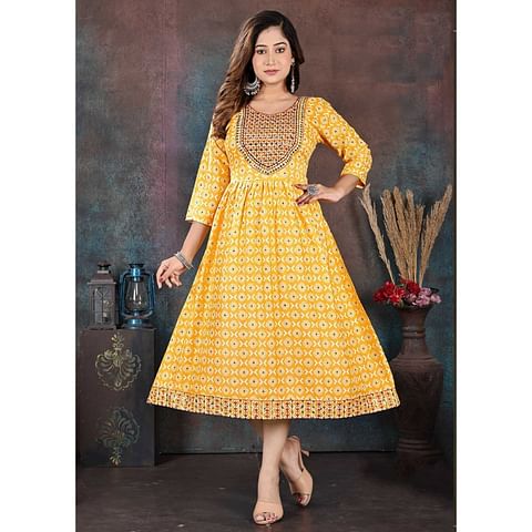 WM FASHION KURTI-KRT065, LT.YELLOW