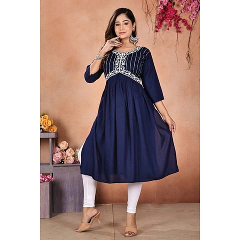 WMN FASHION KURTI-KRT081,NAVY