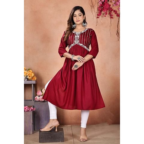 WMNFASHIONKURTI-KRT081,MAROON
