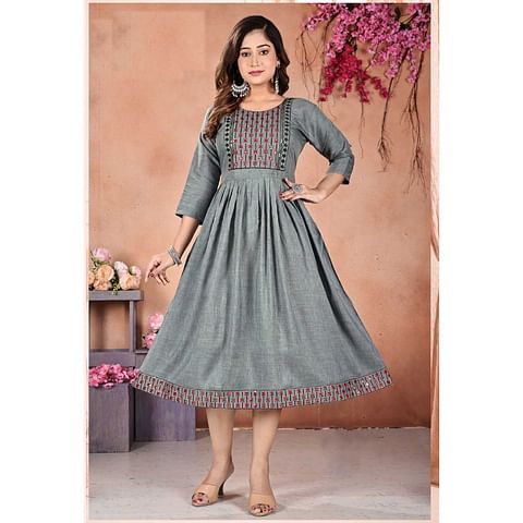 WMN FASHION KURTI-KRT079, DK GREY