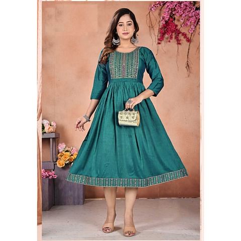 WMN FASHION KURTI-KRT079, S GREEN