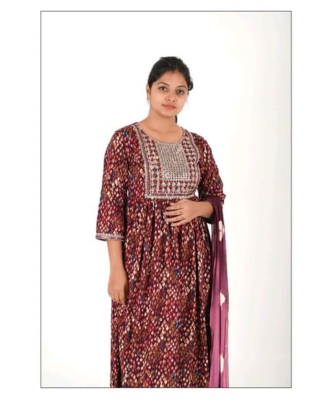 WMN FASHION KURTI-KST032, MAROON