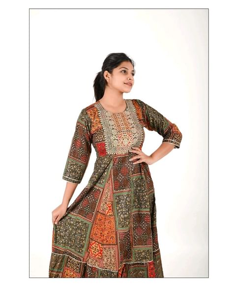 WMN FASHION KURTI-KRT088, ORANGE
