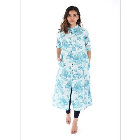 WMN FASHION KURTI-KRT095, I BLUE