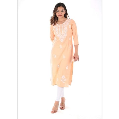 WMN FASHION KURTI-KRT095, PEACH