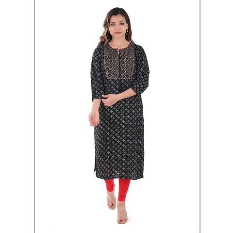 WMN FASHION KURTI-KRT100, BLACK