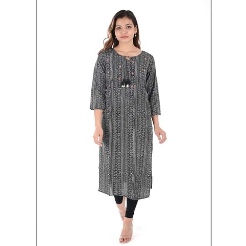 WMN FASHION KURTI-KRT103, BLACK