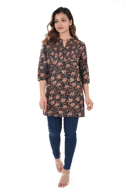 WMN FASHION KURTI-KRT100, BROWN