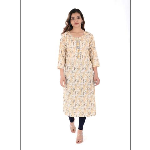 WMN FASHION KURTI-KRT100, LT.YELLOW