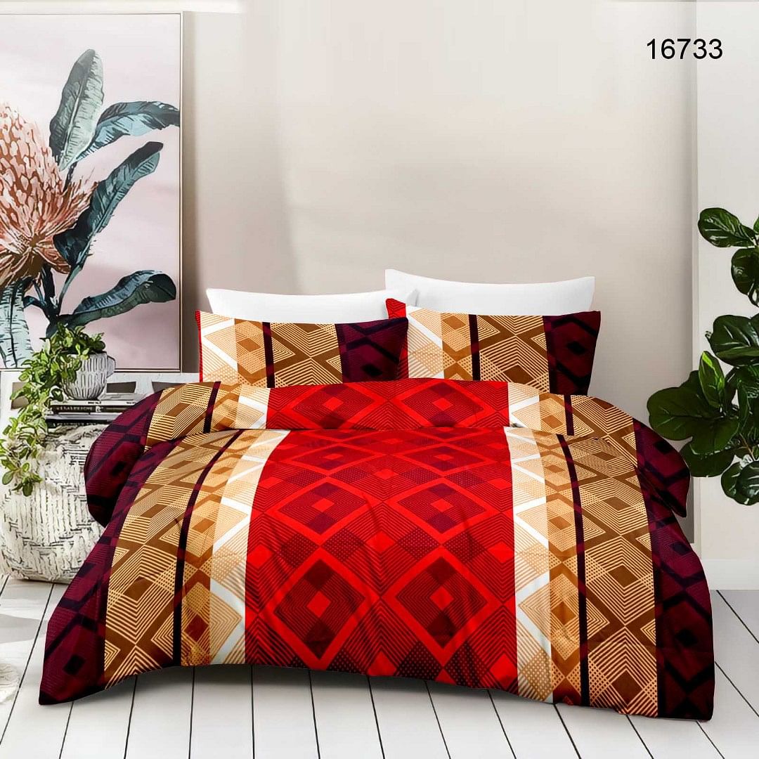 KING  BEDSHEET MARYGOLD 16733,RED