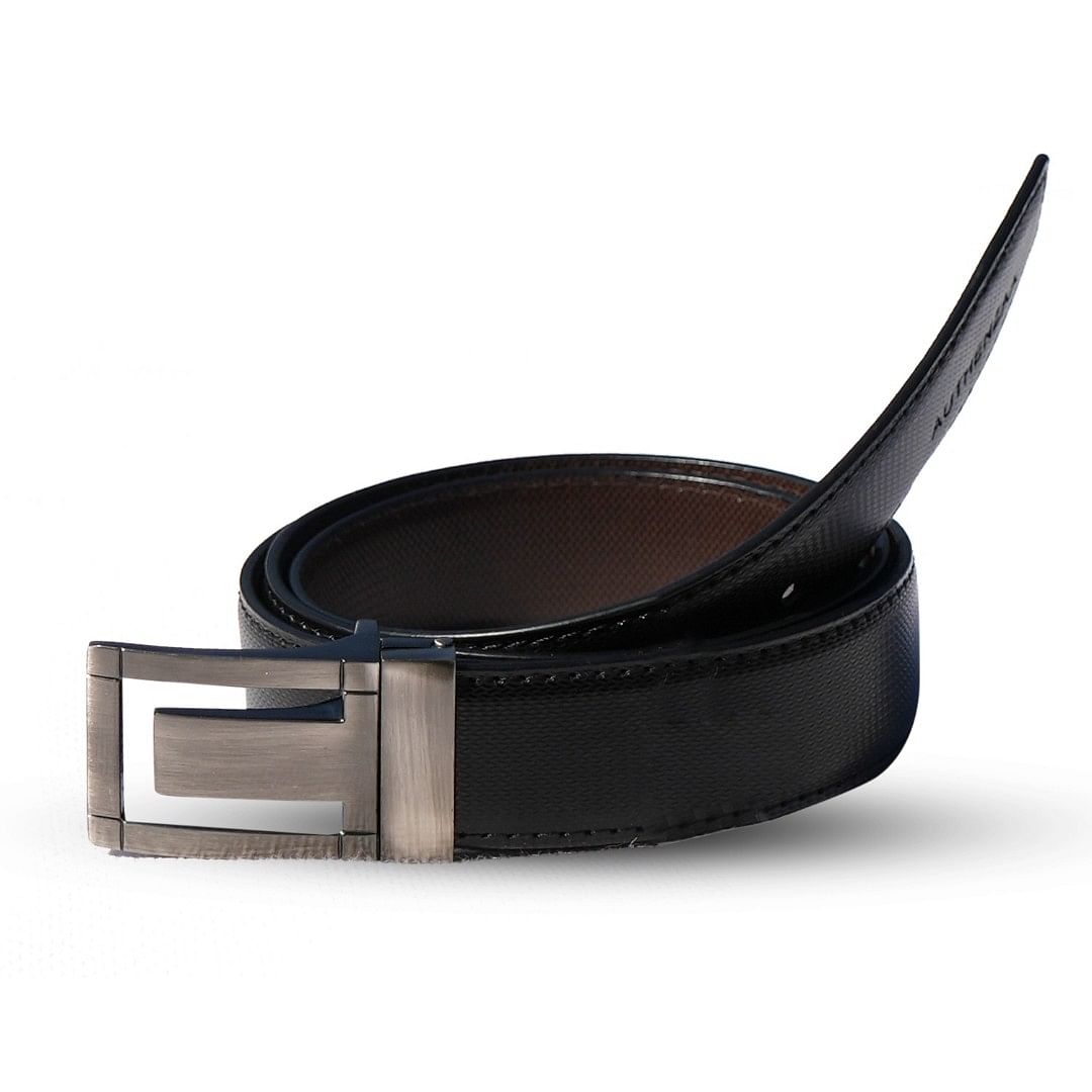 Men's Formal Belt with reversable Strap -Black/Brown-FR-DB0013