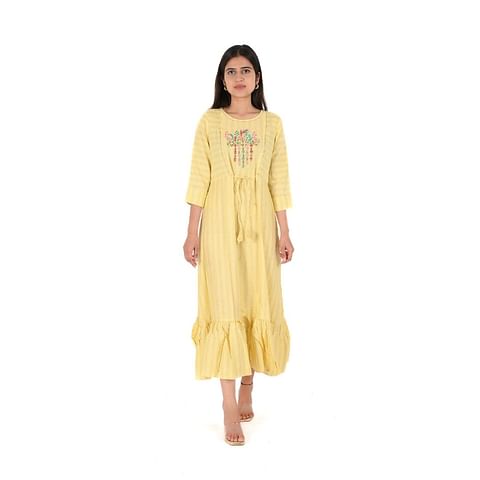 WMN FASHION KURTI-KRT104, YELLOW