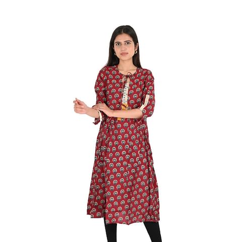 WMN FASHION KURTI-KRT105, MAHROON