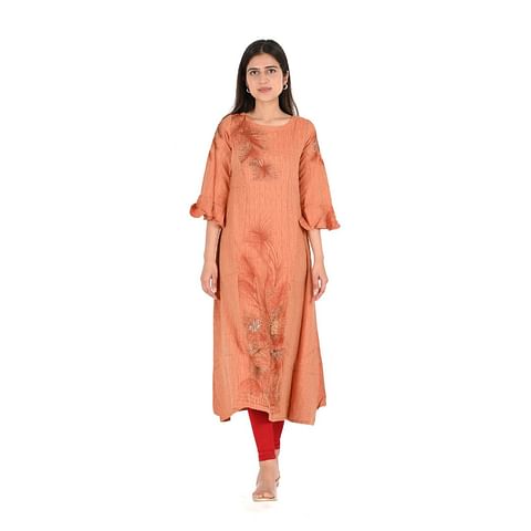 WMN FASHION KURTI-KRT107, BROWN