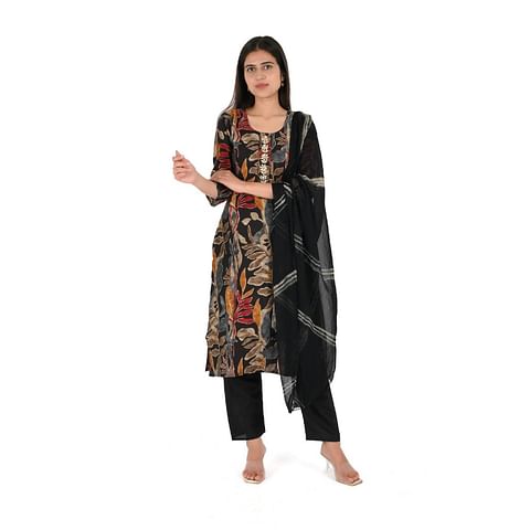 WMN FASHION KURTI-KST044, MULTI BLACK