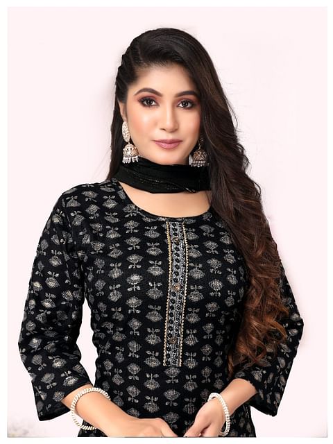 WMN FASHION KURTI-KST051, BLACK