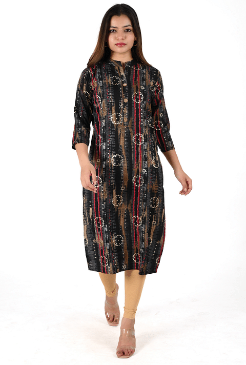 Authenzaa Women Fashion Kurti SFKRT109 BLACK
