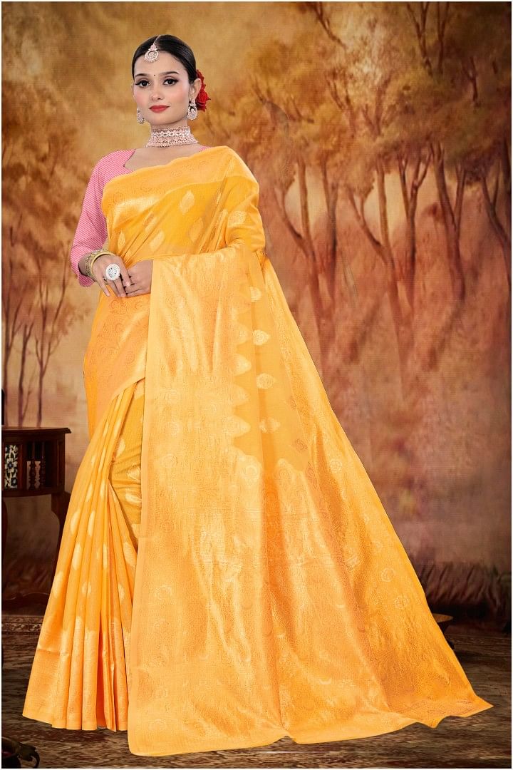 Authenzaa Women Fashion Saree DFWSR001 Yellow