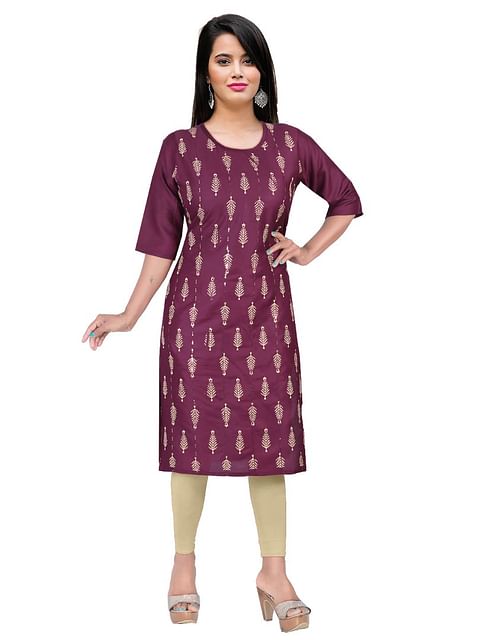 Authenzaa Women Fashion Kurti SFKRT111 PURPLE 