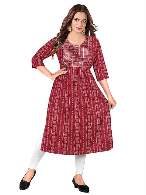 Authenzaa Women Fashion Kurti SFKRT111 RED