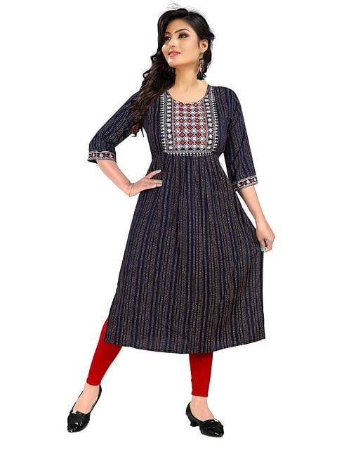 Authenzaa Women Fashion Kurti SFKRT111 NAVY