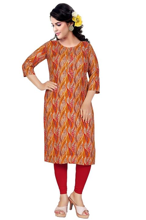 Authenzaa Women Fashion Kurti SFKRT112 Musturd