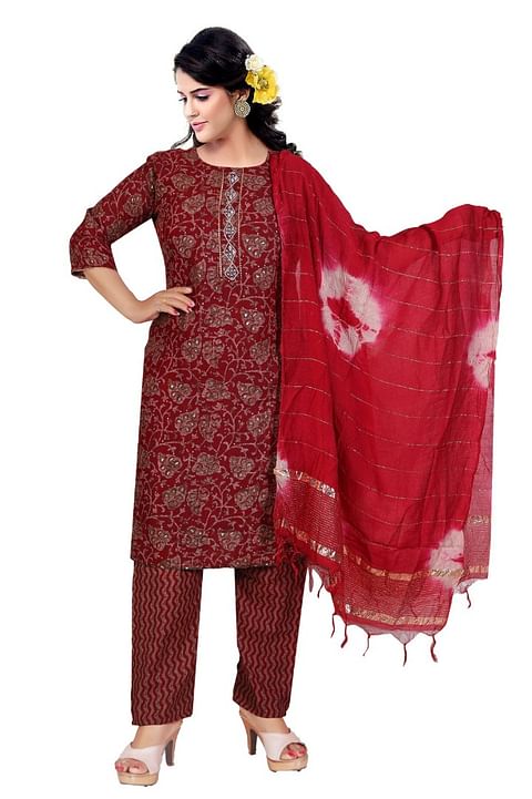 Authenzaa Women Fashion Kurti SFKST059 Maroon