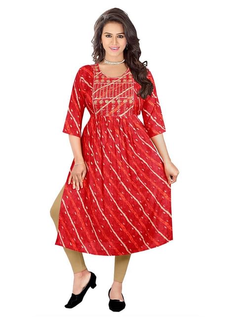 Authenzaa Women Fashion Kurti SFKRT115 Orange