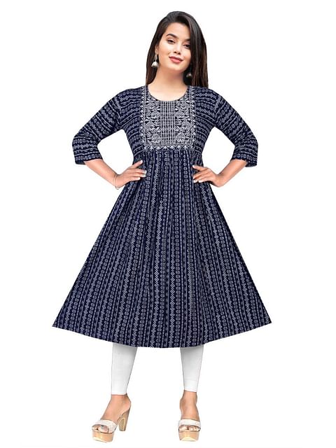 Authenzaa Women Fashion Kurti SFKRT115 Navy