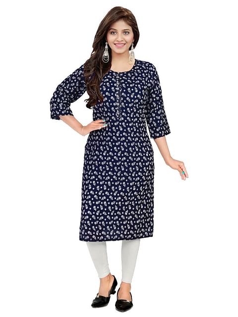 Authenzaa Women Fashion Kurti SFKRT116 Navy